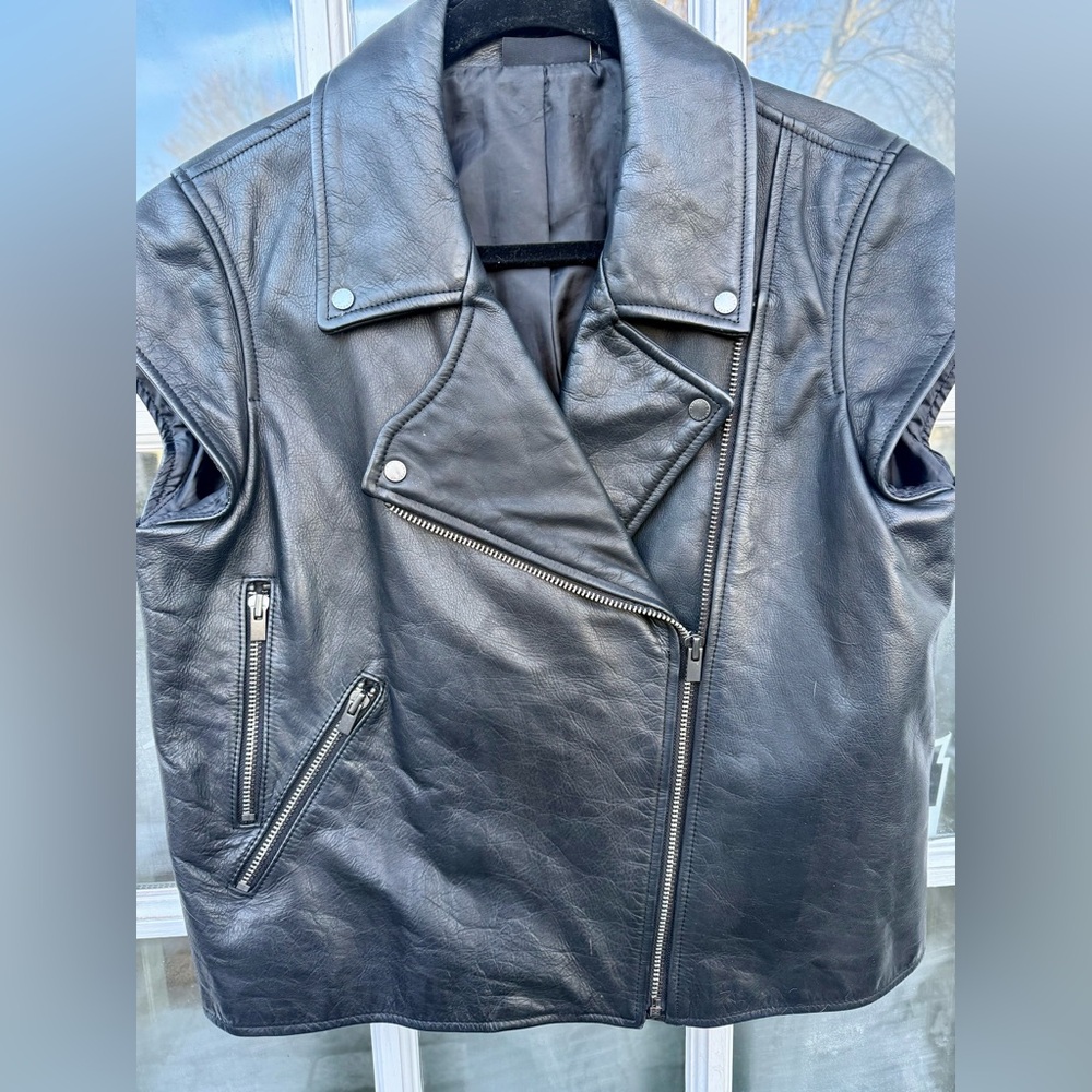 Saturdays by Kate Spade Leather Biker Vest szL - Picture 7 of 11